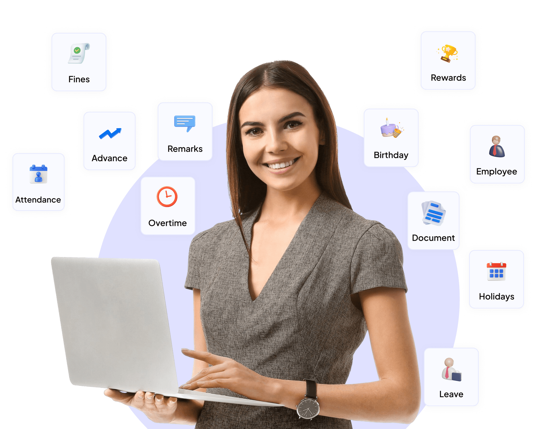 SuperManage HRMS covering attendance, documents, advances, approvals, rewards, and more